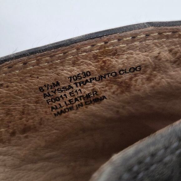 Frye Alyssa Trapunto Clog Shoe 8.5M Brown Leather Bronze O-Ring Chunky Heel - Picture 7 of 7